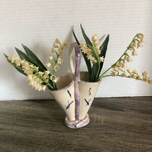Handmade Pottery Double Vase with Handle